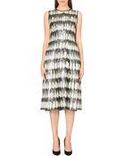 Hugo Boss Metallic Pleated Crepe Dress - Lyst