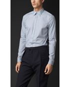 Burberry Skinny Fit Microstripe Cotton Shirt - Lyst