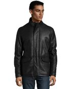 Zegna Sport Black Leather Zip Front Shearling Lined Jacket - Lyst