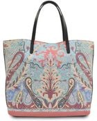 Etro Bustle Leather Printed Tote - Lyst
