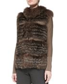 Rena Lange Tiered Fox Fur And Knit Vest - Lyst