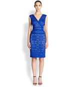 Tadashi Shoji Laser-Cut Lace Neoprene Knit Dress - Lyst