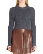 Michael Kors Cotton Denim Crewneck Sweater - Lyst