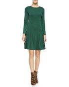 Alice + Olivia Hue Long-sleeve Dress W Pleated Skirt - Lyst