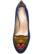 Charlotte Olympia Mascot Suede Heeled Flats - Lyst