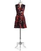 Jessica Simpson Split Neck Patterned Dress - Lyst