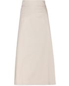 Jil Sander Navy Stretch-Cotton Midi Skirt - Lyst