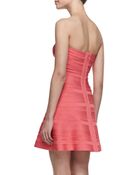 Hervé Léger Strapless Bandage A-Line Dress - Lyst