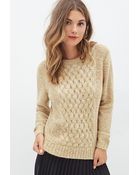 Forever 21 Cable Knit Front Sweater - Lyst