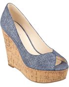Nine West Audora Peep Toe Wedges - Lyst