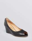 Ferragamo Peep Toe Wedge Pumps Pearlette - Lyst