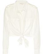 Maje Aoutien Tiefront Cropped Silk Shirt - Lyst