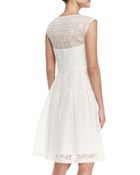 Sue Wong Cap-Sleeve Eyelet Fit-And-Flare Cocktail Dress - Lyst