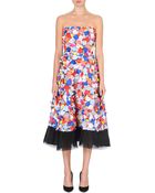 Roksanda Ilincic Shapes Motif Strapless Silk-blend Dress - Lyst