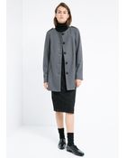 Mango Buttoned Wool-Blend Coat - Lyst