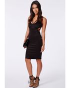 Missguided Christabel Bodycon Strappy Cut Out Midi Dress Black - Lyst
