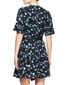 Proenza Schouler Printed Belted Half-Sleeve Dress - Lyst