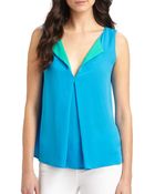 Halston Heritage Flared Silk Top - Lyst