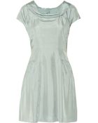 Miu Miu Draped Silk Crepe De Chine Dress - Lyst