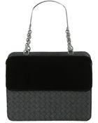 Bottega Veneta Small Woven Leather Velvet Top Handle Bag - Lyst