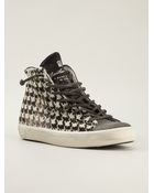 Leather Crown Houndstooth Hi-Top Sneakers - Lyst