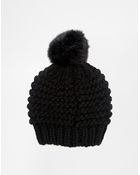 Esprit Black Pom Beanie Hat - Lyst