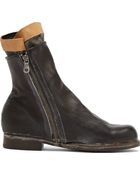 Miharayasuhiro Black Leather and Tweed Layered Boots - Lyst