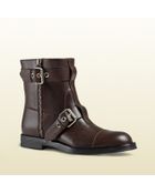 Gucci Leather Biker Boot - Lyst