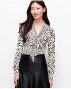 Ann Taylor Spot Print Tie Neck Blouse - Lyst