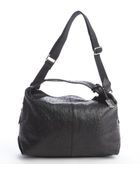Furla Black Ostrich Embossed Leather Elisabeth Hobo - Lyst