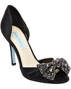 Betsey Johnson Gown Satin Leather Embellished Bow Pumps - Lyst