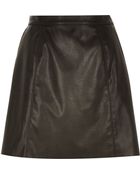 River Island Black Leather-Look A-Line Skirt - Lyst