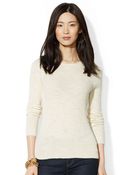 Lauren by Ralph Lauren Pointelle Knit Cotton Sweater - Lyst