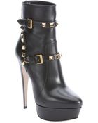Miu Miu Black Leather Studded Platform Booties - Lyst