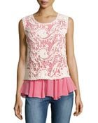 Alberto Makali Embroidered-Lace Sleeveless Blouse - Lyst