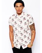 Asos Shirt In Short Sleeve With State Bulldog Print - Lyst