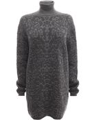 McQ by Alexander McQueen Leopard Jacquard Knit Roll Neck Dress - Lyst