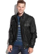 Calvin Klein Faux Leather Bomber Jacket - Lyst