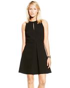 Vince Camuto Fit And Flare Pleat Dress - Lyst
