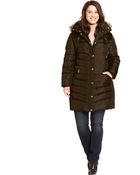 Michael Kors Michael Plus Size Faux-Fur-Trim Hooded Down Puffer Coat - Lyst