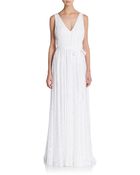 Vera Wang Pintucked Lace Gown - Lyst