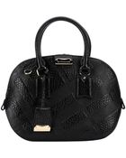 Burberry Black Check Leather 'Orchard' Small Bowling Bag - Lyst