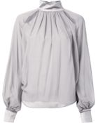 Prabal Gurung Contrasting Neck And Cuffs Gather Detail Blouse - Lyst