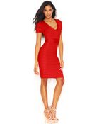 French Connection Short-Sleeve V-Neck Body-Con Bandage Dress - Lyst