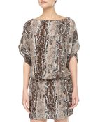Tolani Animalprint Silk Dress Brown Multi - Lyst