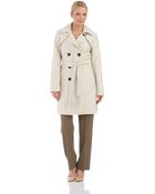 Ellen Tracy Double Breasted Trench Coat - Lyst