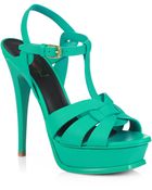 Saint Laurent Tribute Leather Platform Sandals - Lyst