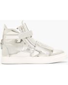 Giuseppe Zanotti Silver And Crystal Studded London Sneakers - Lyst