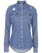 Topshop Moto Bleach Ripped Denim Shirt - Lyst
