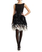 Oscar de la Renta Silk Feathered Skirt Dress - Lyst